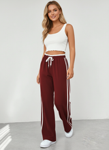 Trendy Sporty Wide-Leg Striped Trousers