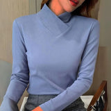 Lucienne – Top casual albastru cu mâneci lungi pentru femei