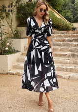 Ilyssia – Abito midi floreale con scollo a V donna