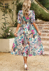Ilyssia – Abito midi floreale con scollo a V donna
