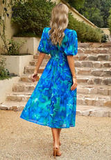 Ilyssia – Abito midi floreale con scollo a V donna