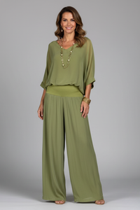 Viviane - Womens Chiffon Two Piece Wide Leg Set