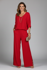 Viviane - Womens Chiffon Two Piece Wide Leg Set