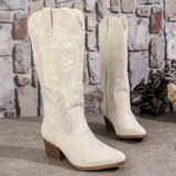 Bottes cowboy en daim pour femmes avec talon bloc