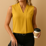 Dámská formální halenka bez rukávů – elegantní volánový design