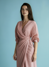 Veniah - V Neck Maxi Dress With Waist Accent