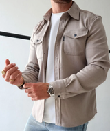 Veste-chemise décontractée pour homme avec fermeture à boutons et poches poitrine