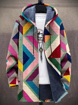 Men's Fleece Hooded Cardigan | Color Block