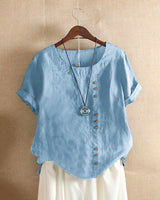 Image of Amy | Dames Blouse met Korte Mouwen en Knoopsluiting