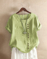 Image of Amy | Dames Blouse met Korte Mouwen en Knoopsluiting