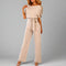Tuta a gambe larghe da donna, maniche corte, elegante