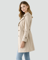 Women's Slim Fit Lightweight Trench Coat with Classic Lapel Collar
