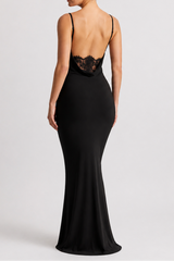 Backless Cowl Neck Lace Maternity Maxi Dress
