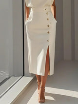 Women's Midi Dress with Relaxed Fit and Versatile Style