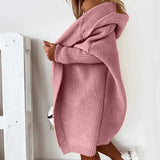 Thalora – Γυναικεία μακριά πλεκτή ζακέτα με κουκούλα