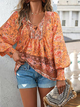 Image of Dames Bloemen Lange Mouw Blouse