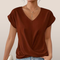 T-shirt donna - Scollo a V - Modello ampio - Dettaglio incrociato - Maniche lunghe