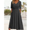 Olivia - vestido midi negro sencillo con bolsillos laterales, perfecto para el otoño