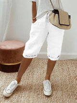 Stylish Capri Pants with Flexible Waist – Elegant Summer Style