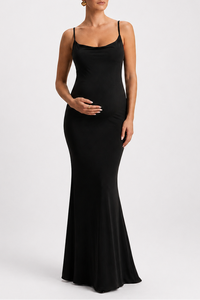 Backless Cowl Neck Lace Maternity Maxi Dress