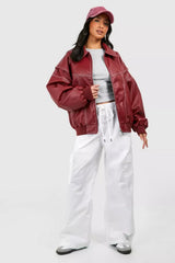 Valerique - Chaqueta oversize roja para mujer