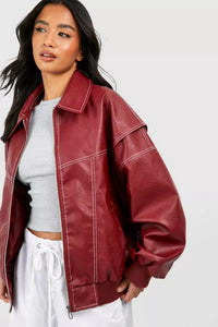 Valerique - Chaqueta oversize roja para mujer