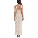 Vestido midi etéreo de encaje para mujer con tirantes anchos