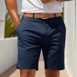 Herre afslappede Bermuda-shorts i twill med lige snit