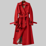 Women's Classic Trench Coat with Double-Breasted Design and Belted Waist