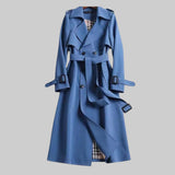 Women's Classic Trench Coat with Double-Breasted Design and Belted Waist