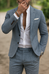 Ανδρικό Σετ Slim Fit Σακάκι και Παντελόνι με Λεπτομέρεια Τσέπης