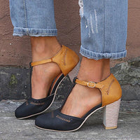 Women's Comfortable Orthopedic Block Heel Shoes – Elegant Slip-On Support for Long Walks and Pain Relief
