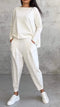 Completo estivo donna casual con maglione ampio e pantaloni aderenti