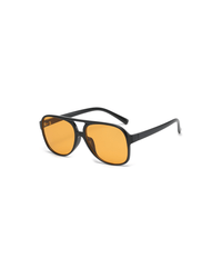 Sunglasses black frame orange lenses front view