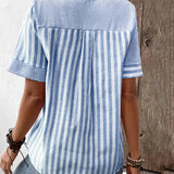 Image of Laura | Dames Blouse met Korte Mouwen en Strepen