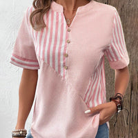 Image of Laura | Dames Blouse met Korte Mouwen en Strepen