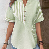 Image of Laura | Dames Blouse met Korte Mouwen en Strepen