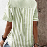 Image of Laura | Dames Blouse met Korte Mouwen en Strepen