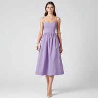 Lavender Midi Dress with Sweetheart Neckline and Full Skirt - Mayfair and Finch