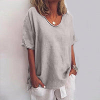 T-shirt da donna con scollo rotondo e maniche corte