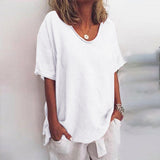 T-shirt da donna con scollo rotondo e maniche corte