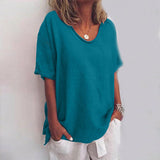 T-shirt da donna con scollo rotondo e maniche corte