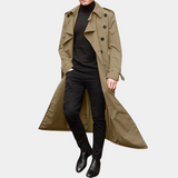 Image of Men's Double-Breasted Long Trench Coat