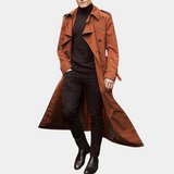 Image of Men's Double-Breasted Long Trench Coat