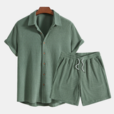 Georgie – Men’s Casual Two Piece Shirt And Shorts Set