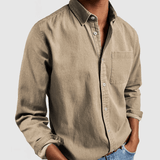 Camicia da uomo in lino a maniche lunghe - Vestibilità regolare