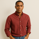 Camicia da uomo in lino a maniche lunghe - Vestibilità regolare