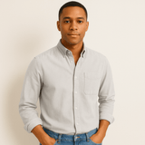 Camicia da uomo in lino a maniche lunghe - Vestibilità regolare
