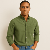 Camicia da uomo in lino a maniche lunghe - Vestibilità regolare