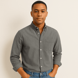 Camicia da uomo in lino a maniche lunghe - Vestibilità regolare